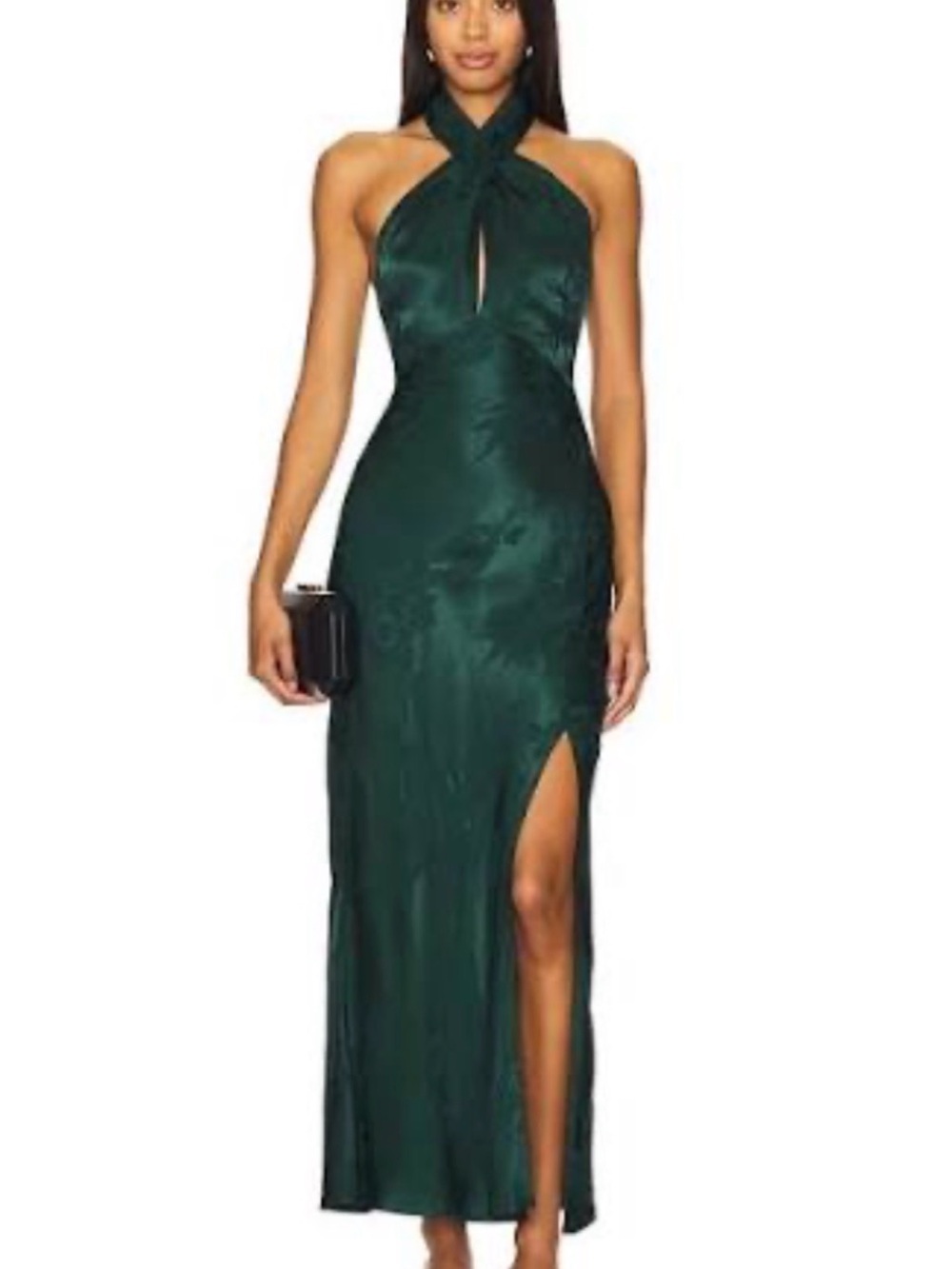 ASTR THE LABEL Marissa Emerald Green Halter Midi Dress